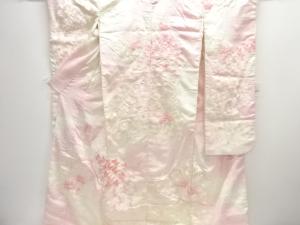 尾長鳥に花車模様刺繍花嫁衣装色打掛